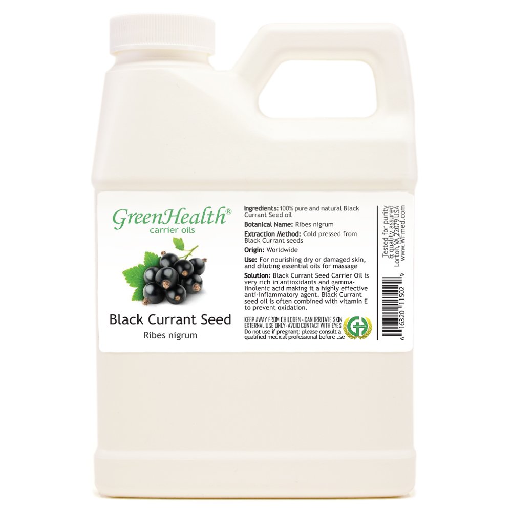 GreenHealth Black Currant Seed Carrier Oil – 16 fl oz (473 ml) Plastic Jug w/Cap – 100% Pure Carrier Oil