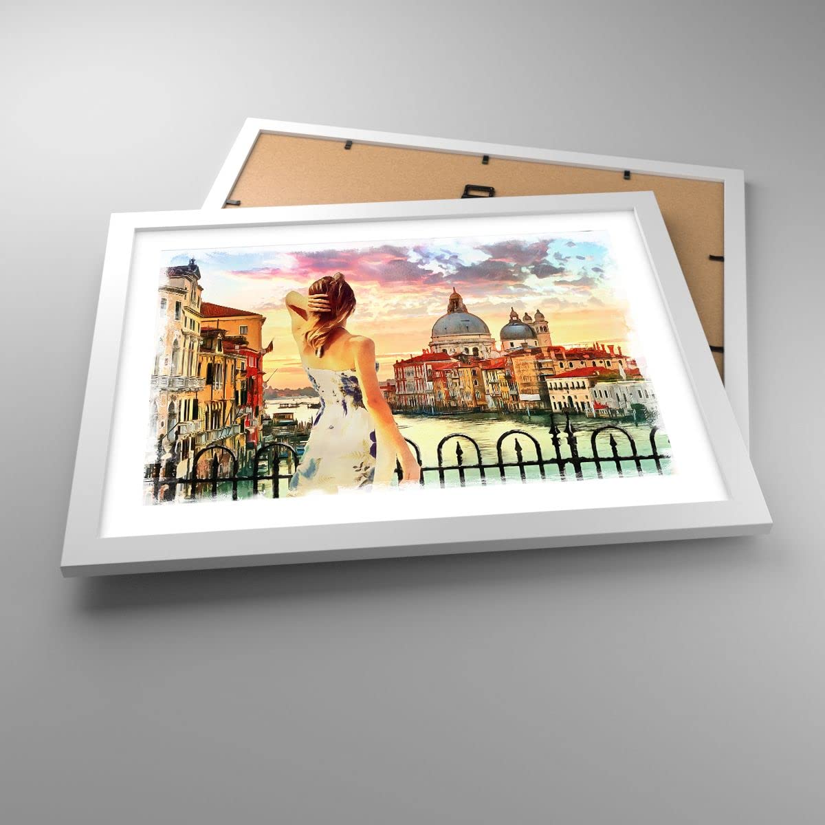 Poster Venise 30x30 Cm – Pont Et Maison Au Bord De L’eau – Décoration Murale ARTTOR