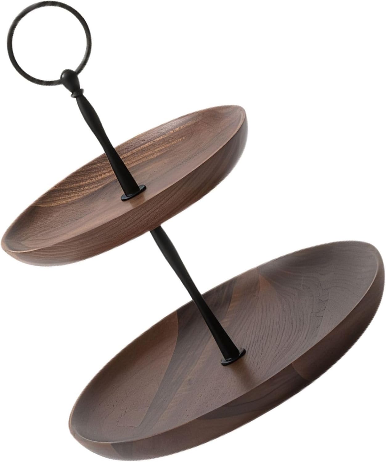 Two Tier Serving Tray Wood for Desserts Fruits Snacks - Layered Display Platter
