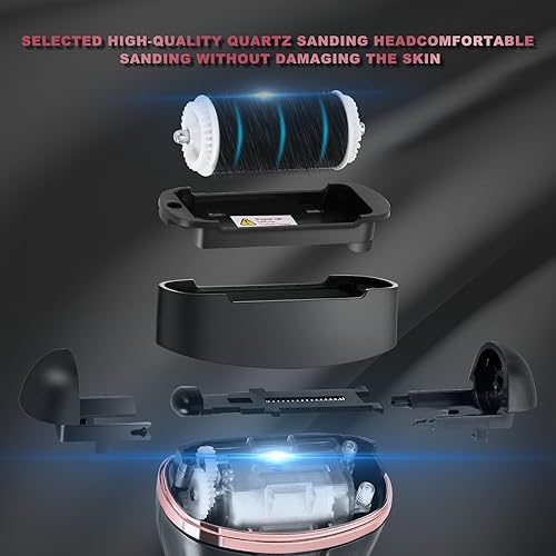 Miniatura 3 de Removedor de callos eléctrico para pies con 3 cabezas de rodillos 2 velocidades recargable, kit profesional de pedicura impermeable limpiador de