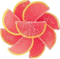 Vista 1 de NY Spice Shop Caramelo de rodajas de fruta de uva rosa, 8 onzas de sabor cítrico masticable en rodajas de fruta, gomitas de frutas de uva rosa