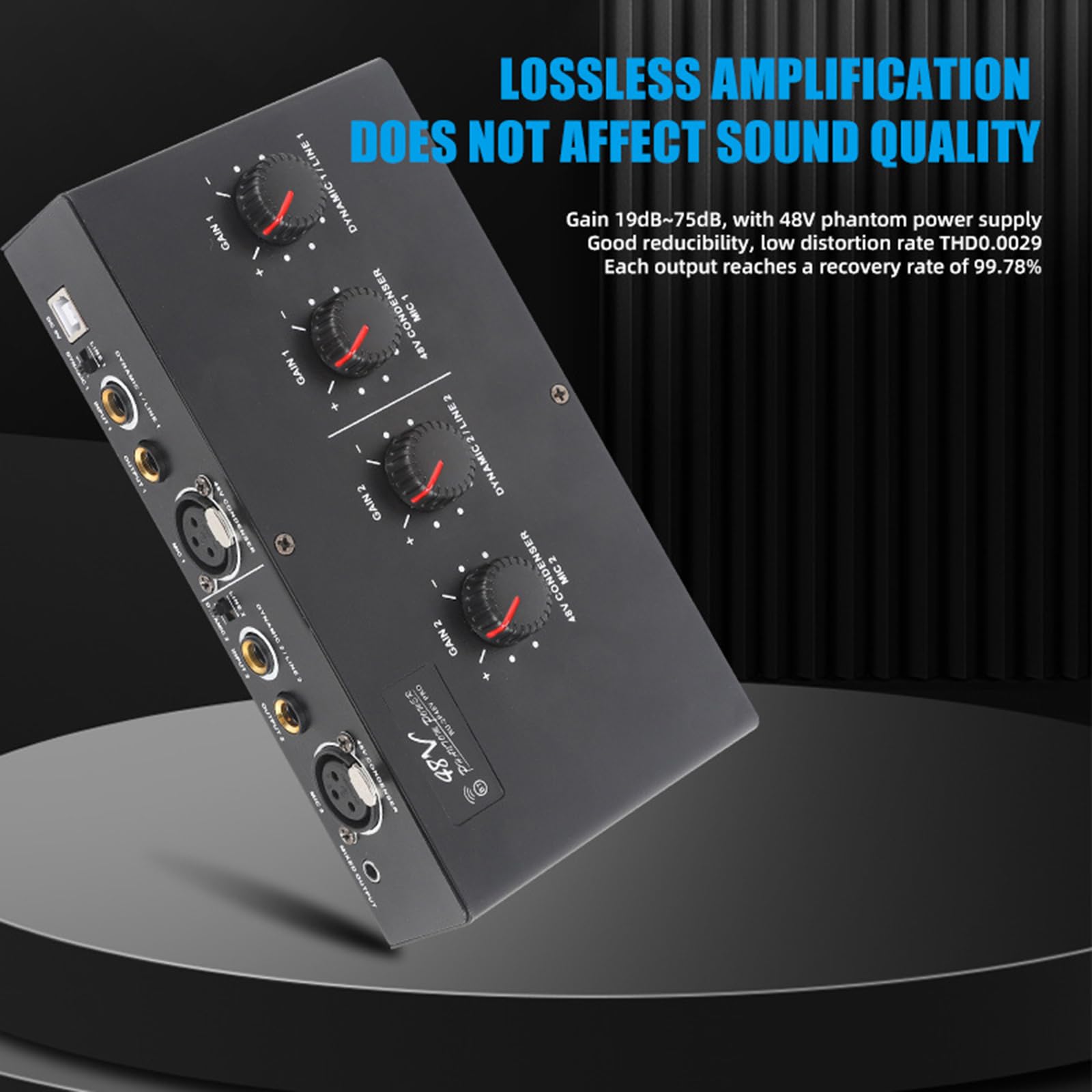 Preamp Microfono A Doppio Canale per Microfoni Dinamici E Condensatori con Microfono Dinamico da 50 E Potenza