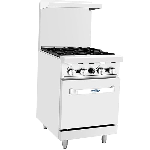 ATOSA US CookRite ATO-4B - Placas de cocción de propano líquido (24 pulgadas, 4 quemadores) con horno estándar, 116000 BTU