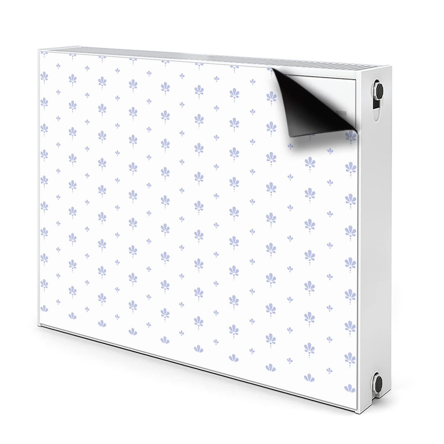 Cache radiateur bleu magnétique 110x60 avec motif floral élégant
