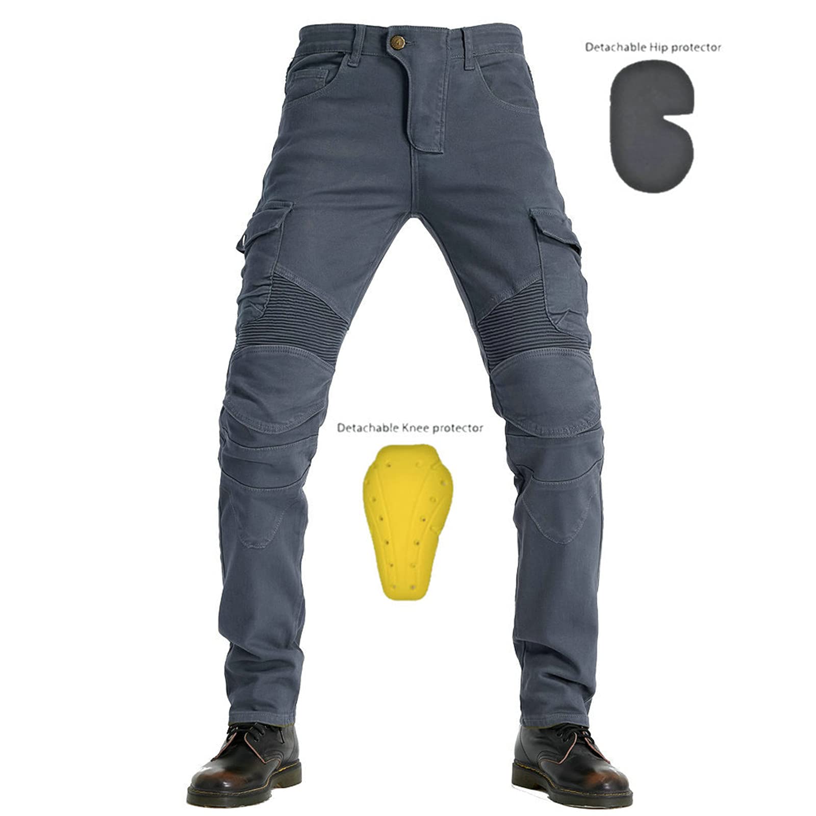 Pantaloni da Moto da Uomo,Moto Biker Jeans Pantaloni Protezione Armature Motorcycle Pants da Ciclismo,Impermeabili Cargo Pantaloni da Corsa (Grigio,M)