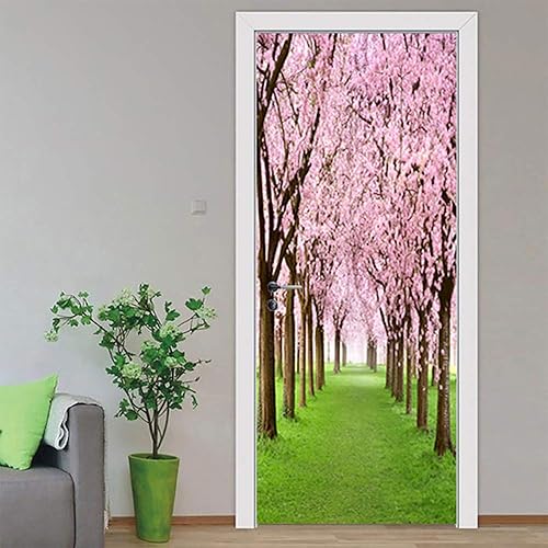 Miniatura 2 de KACOLOR Calcomanía 3D para puerta de dormitorio, sala de estar, baño, 2 calcomanías de pared, autoadhesivas, impermeables, extraíbles, murales de