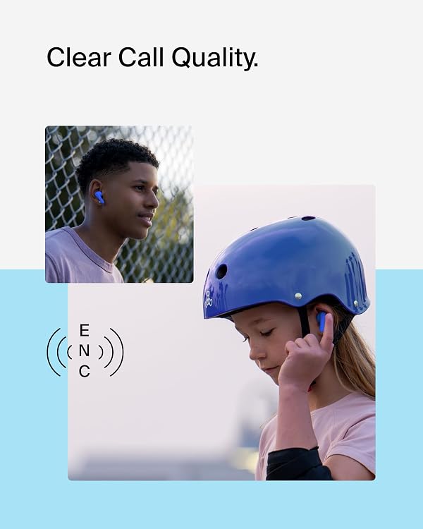 Belkin SoundForm Nano 2 Bluetooth Earbuds for Kids with Built-in Microphone, 28H Battery Life, Safe 85dB Volume, IPX5 Water Resistance - Kids Bluetooth Earbuds for iPhone, iPad, Galaxy, & More - Blue by Belkin - Used condition - Image 5
