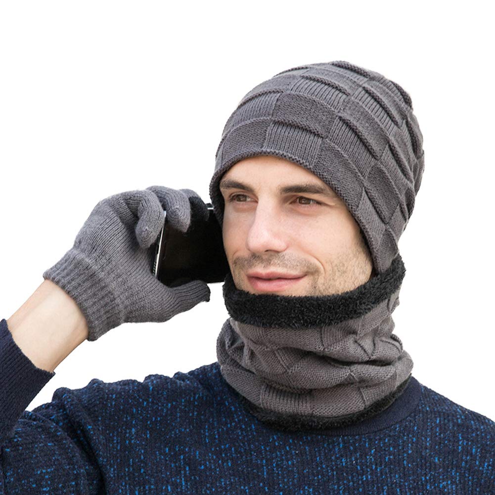 TAGVO Tricotés Ensemble d'hiver Bonnet écharpe Gants d'écran