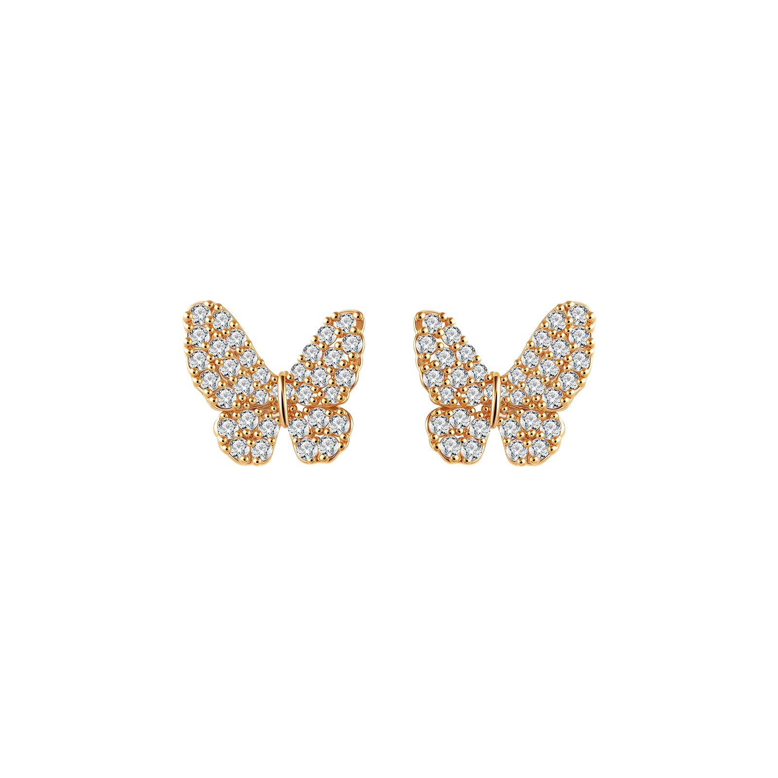 14K Gold Plated 925 Sterling Silver Posts Bow Earrings for Women Cubic Zirconia Butterfly Stud Earrings Hypoallergenic Earrings