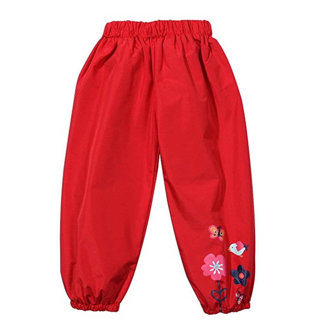 Fairyrain Girls Red Little Kids Waterproof Lightweight Floral Windbreaker Outwear Raincoat Hoodies 2T
