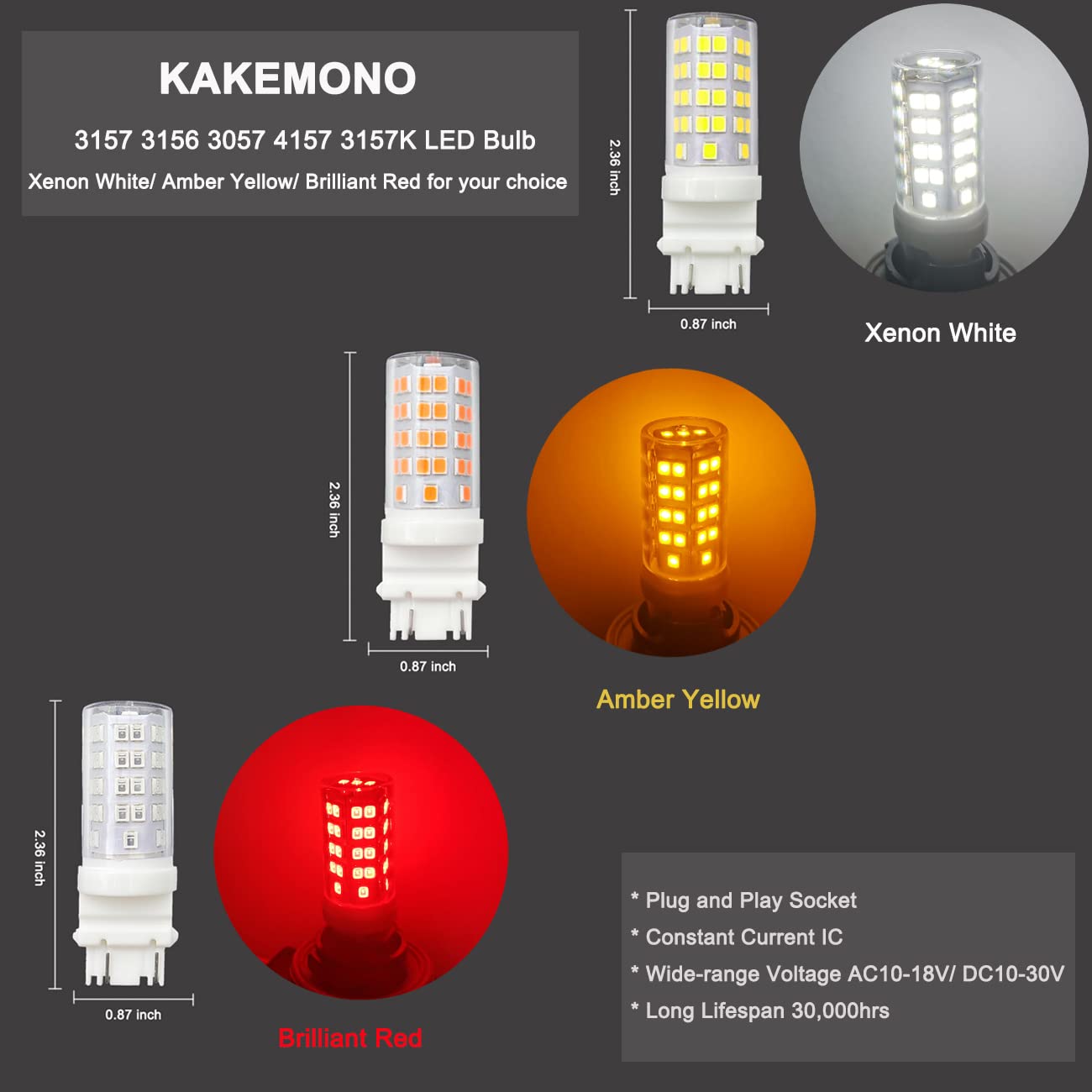 102H 3157 3156 LED Bright Reverse Bulb Backup Signal Light 2800LM 6000K - View #12