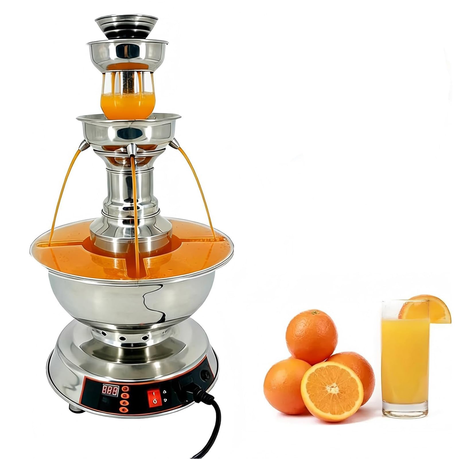 YXYLJOZ Champagne Fountain for Parties 3-Tier 3.5L, Electric Wine Dispenser with Temp Control, Stainless Steel Drink Fountain for Weddings Christmas