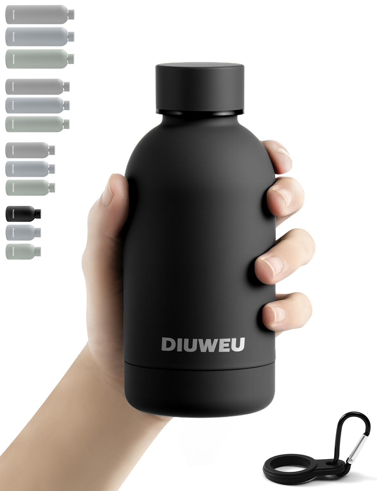 Stainless Steel Water Bottle Double Wall, Insulated Metal Water Bottle with Clip, 350ml/500ml/750ml/1L, BPA Free, 24hrs Cold & 12hrs Hot, Suitable for Sports, Camping, Hiking, Cycling, Gym, Travel