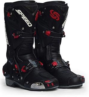 Sebasty Motorradstiefel Herren Moto Racing Motocross Offroad Motorrad Motorradschuhe Botas Moto Reitstiefel,Black-45