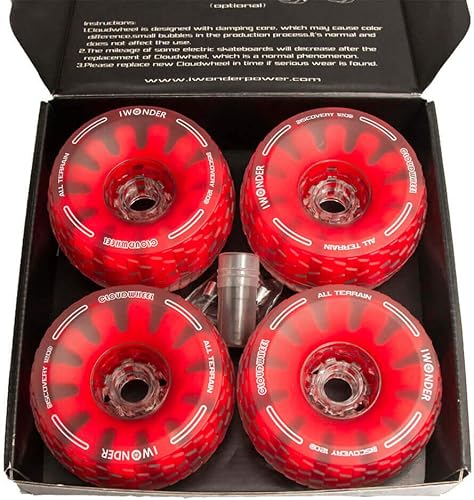 Miniatura 10 de IWONDER Rueda de nube Discovery - Ruedas de monopatín eléctricas patentadas con núcleo de espuma amortiguadora todo terreno todoterreno translúcido