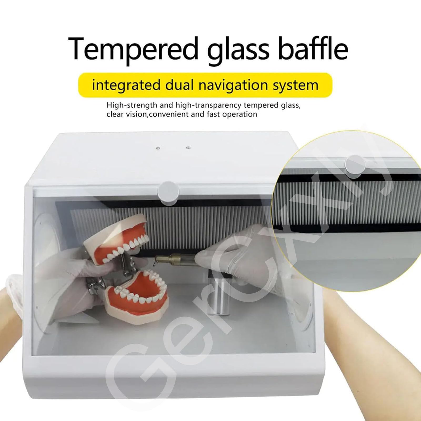 Caja Polvo para Laboratorio Dental con Filtros,Cabina de Arenado de sobremesa,Cajas de recolección de Polvo,para esmerilar, Grabar, pulir, taladrar y Cortar