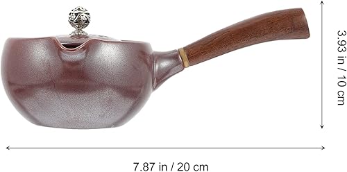 Miniatura 7 de Hemoton Pequeña tetera de cerámica verde de la manija lateral de la tetera casera del PDA de la tetera