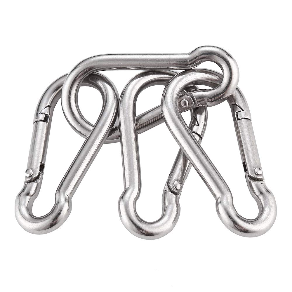 Yistargjqw 4PCS Spring Snap Hook Carabiner 2.36 inch, 304 Stainless Steel for Camping, Hiking, Key Chain, Ropes Connect and Dog Leash