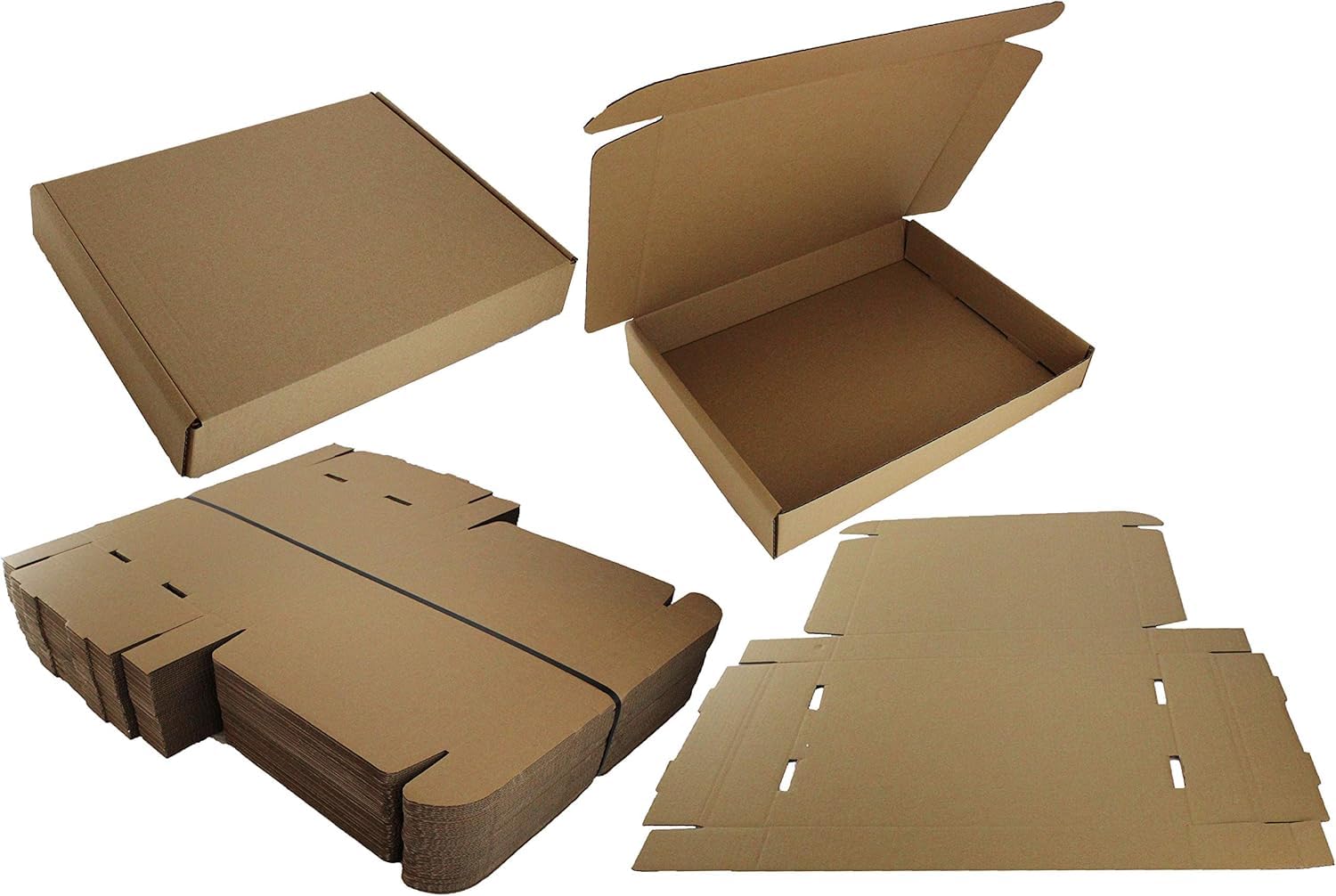 Meg4tec Brown Pack Of 5 Cardboard Shipping Box Small Parcel - 42X31x6.5cm (16.5X12x2.5 Inches) - Postal Mailing
