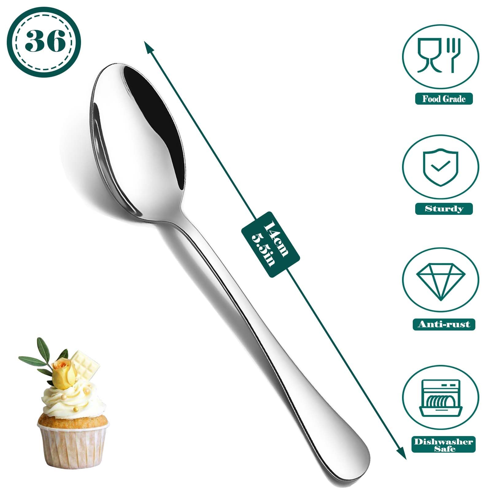 Teelöffel 36er Set, PionStar Edelstahl kaffeelöffel Set, (5,5"/14cm) Spülmaschinenfest, latte macchiato löffel/espressolöffel/kleine löffel/Dessertlöffel für Zuhause/Küche/Restaurant