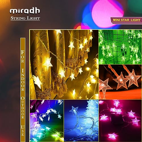 Image of MIRADH 14 Star Shape String Led Light 3 Meter led Lights for Home Decoration Plug in Fairy String Lights, Diwali Lights for Decoration for Home Still Mode Only Strip Lights (14 Star Blue)