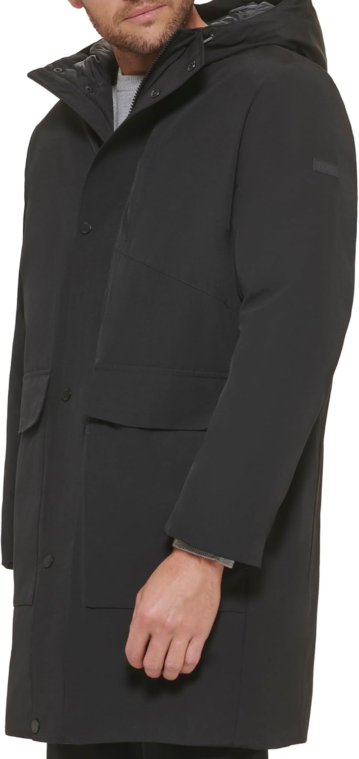 DKNY Men's Water Resistant Hooded Logo Parka Jacket - Image 3