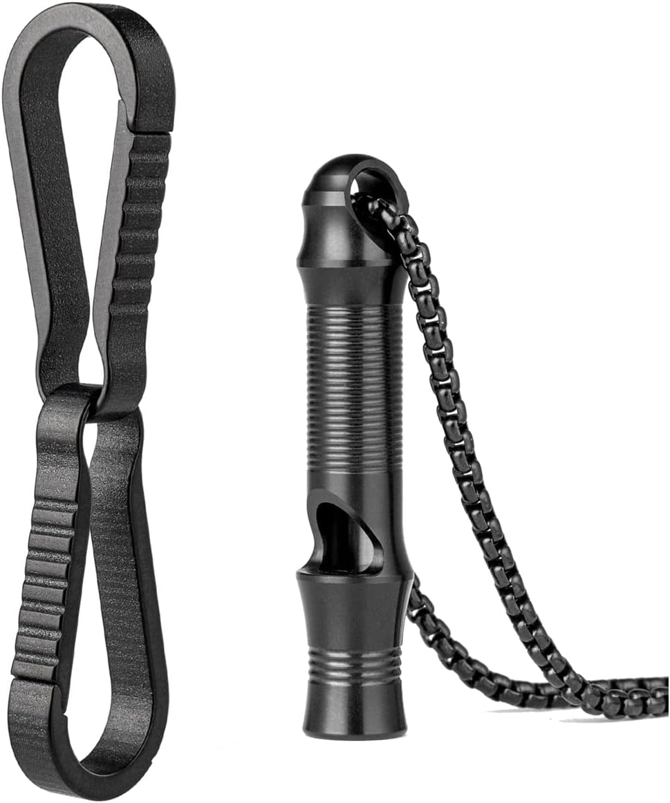 TISUR Titanium Emergency Whistle+Titanium Key Chain Clip Hook