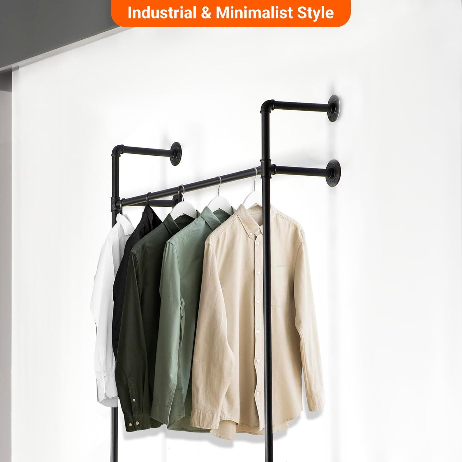 Snapklik.com : Toriexon Industrial Pipe Clothing Rack Metal, Minimalist ...