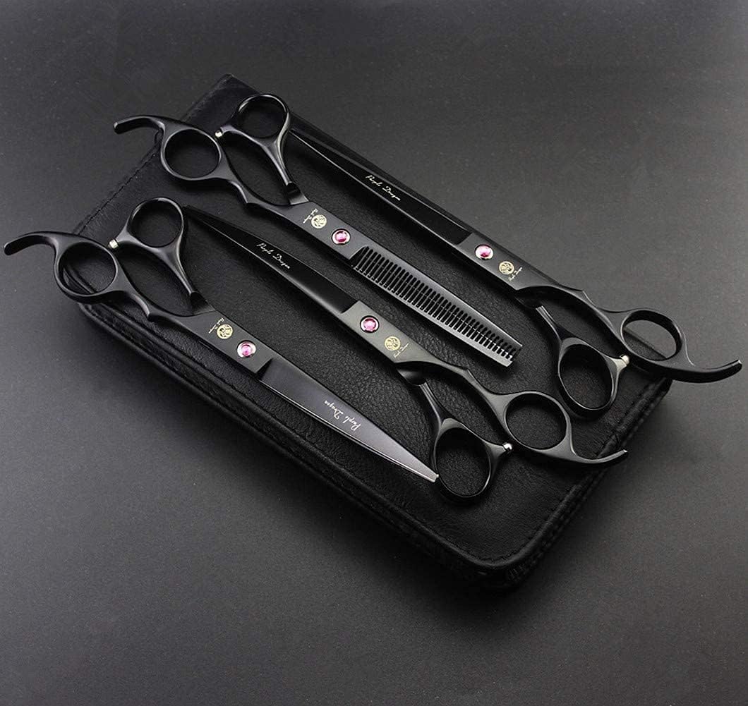 Purple Dragon 7.0 inch Dog Grooming Scissors Set with Silencer - Black image 5