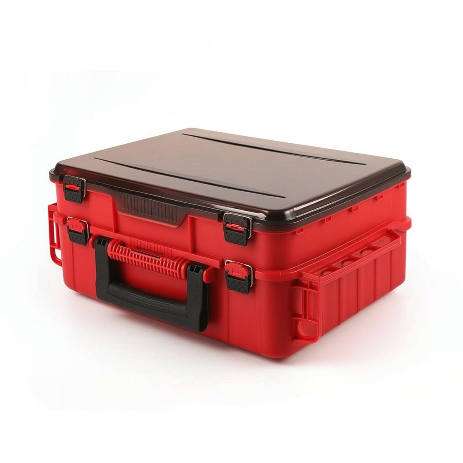 angelgerätekoffer mit fächern groß köderbox mit zwei ebenen verstellbar kunstköderbox für uferangeln, Rot