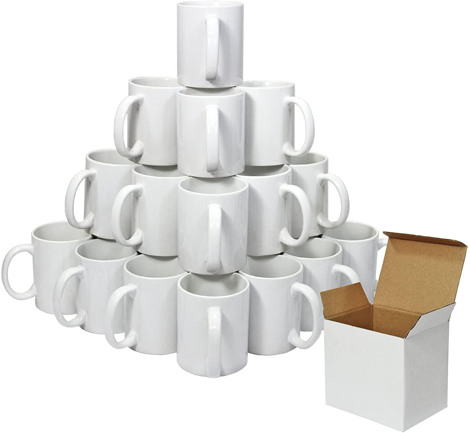 Lot 36 Kubki Białe, Kubki ceramiczne 350 ml. Prezentowane w pojedynczym pudełku, kubki do malowania, ślub, ceramiczne kubki, Med 9,8 x 8.2 Ø -320gr.SUBLIMACJA
