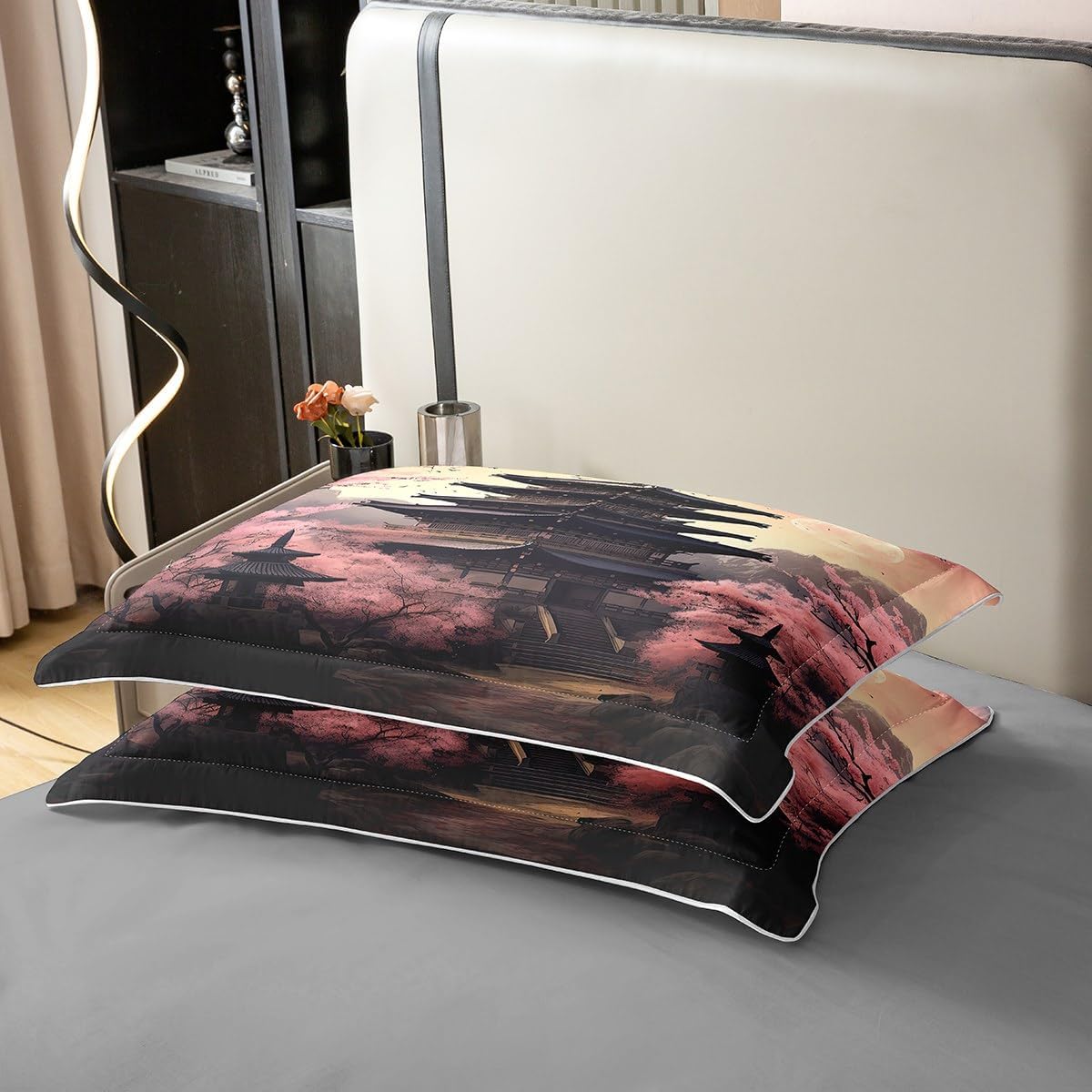 Manfei Vintage Farmhouse Duvet Cover 100% Nature Cotton Queen Size,Retro Watercolor Pink Flowers Rustic Style Comforter Cover (NO Comforter),Traditional Chinese Style All Season Super Soft Bedding