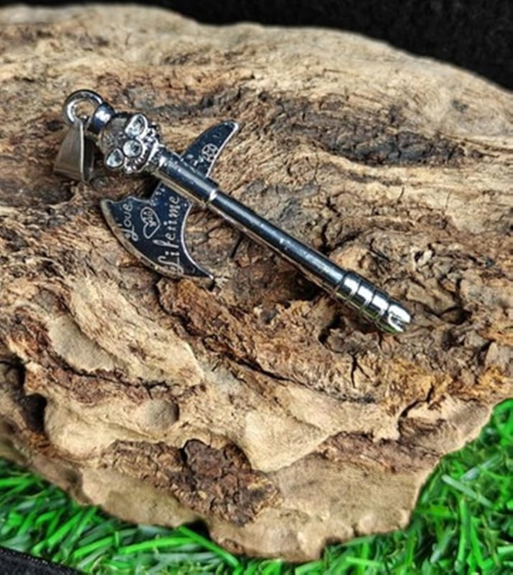 Stainless Steel Axe Pendant Necklace, Silver Plated Charm