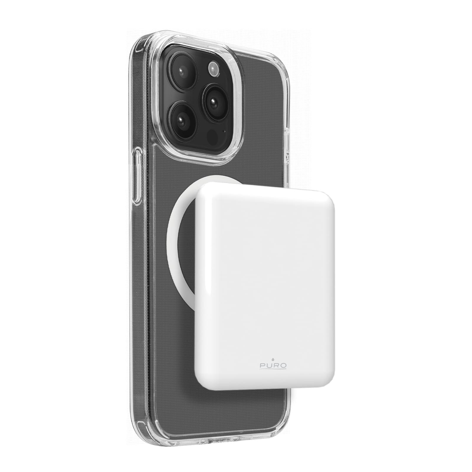 Puro Power Mag 5000mAh Power Bank - Compatibile MagSafe, USB-C, Ultra Sottile, Ricarica Rapida per iPhone, Include Cavo USB-A/USB-C, Bianco