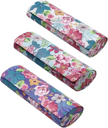 JAVOedge Paquete de 3 estuche rígido ovalado largo para lentes de varios patrones, incluye paño de limpieza de microfibra