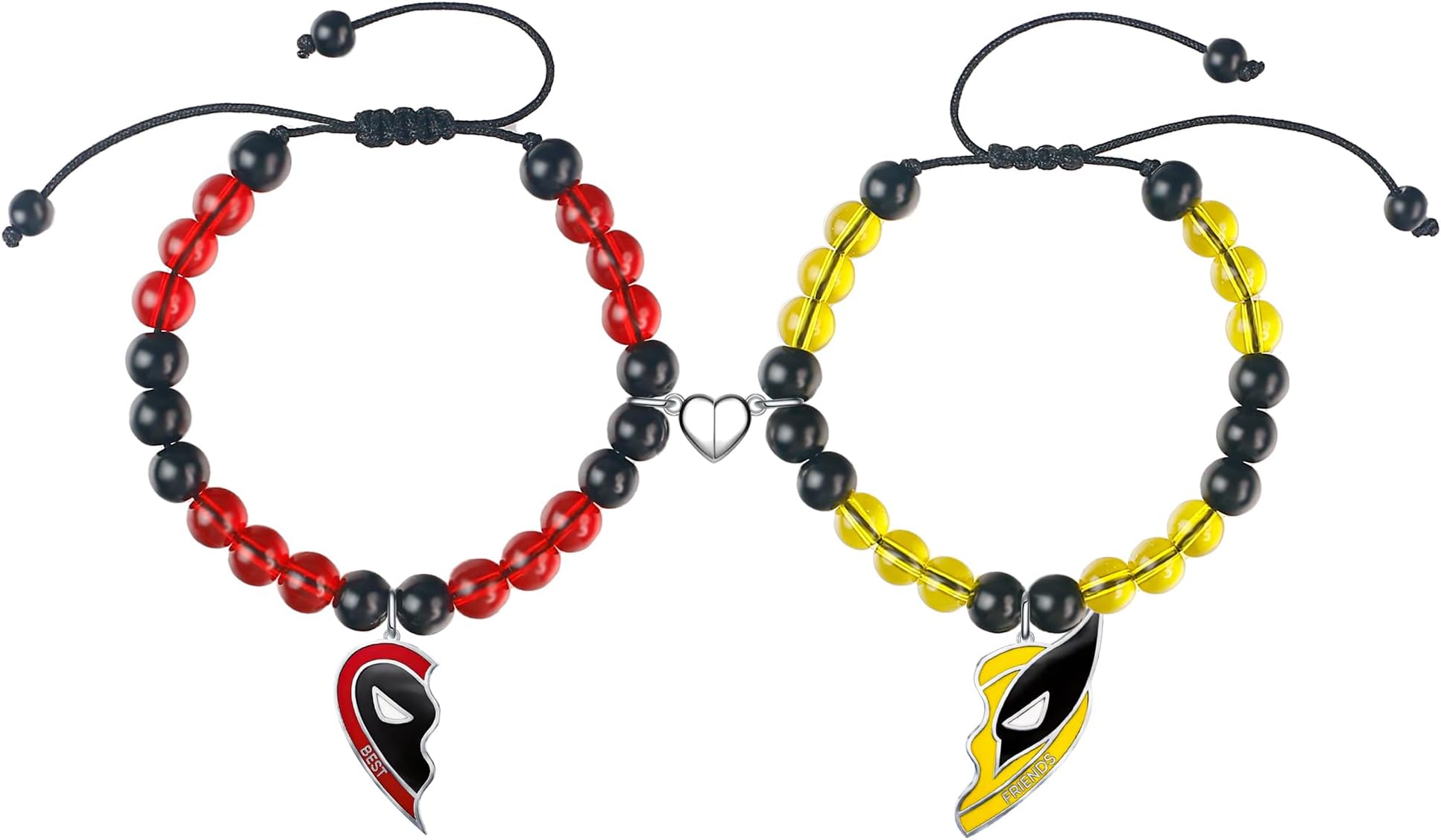 PEALICIOUSPEALICIOUS Magnetic Couples Bracelets, Halloween Gifts for Friends Adjustable Red Heart Bracelet for Women Men Couple Jewelry Matching Bracelets for BF and GF, Holiday Bracelets for Halloween Costume