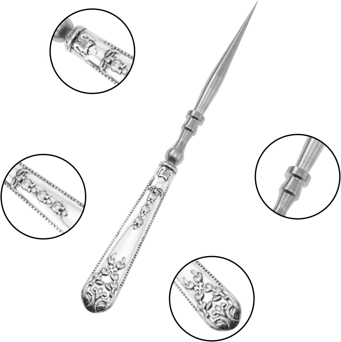 yyangz Vintage Patterned Awl Silver Handmade DIY Sewing Tool Accessories Punching Awl Sewing Needle for Repairing Canvas Leather Soles Handbags