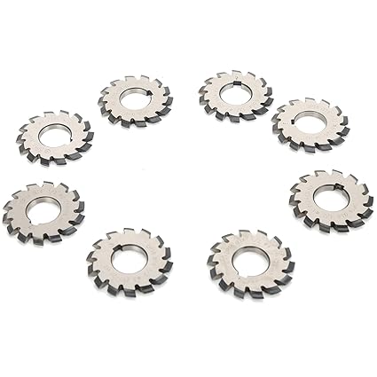 8Pcs Involute Gear Milling Cutter High Speed Steel Cutting Tools Set Machine Tool Accessories 14.5 degree Pressure Angle 55mm 22mm