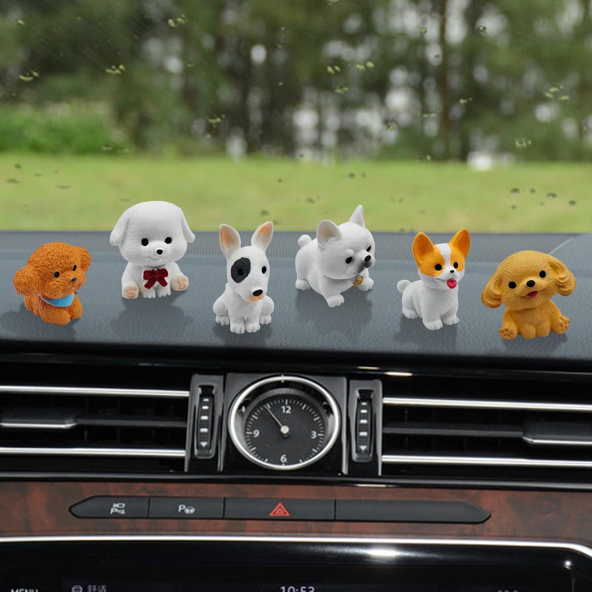 Craedli 6PCS Cute Dog Car Dashboard Decorations, Puppy Ornaments (Puppy) | Mini Resin Dog Figurines, Rearview Mirror Accessories, Auto Center Console Ornaments, Office Desk Computer Monitor Display