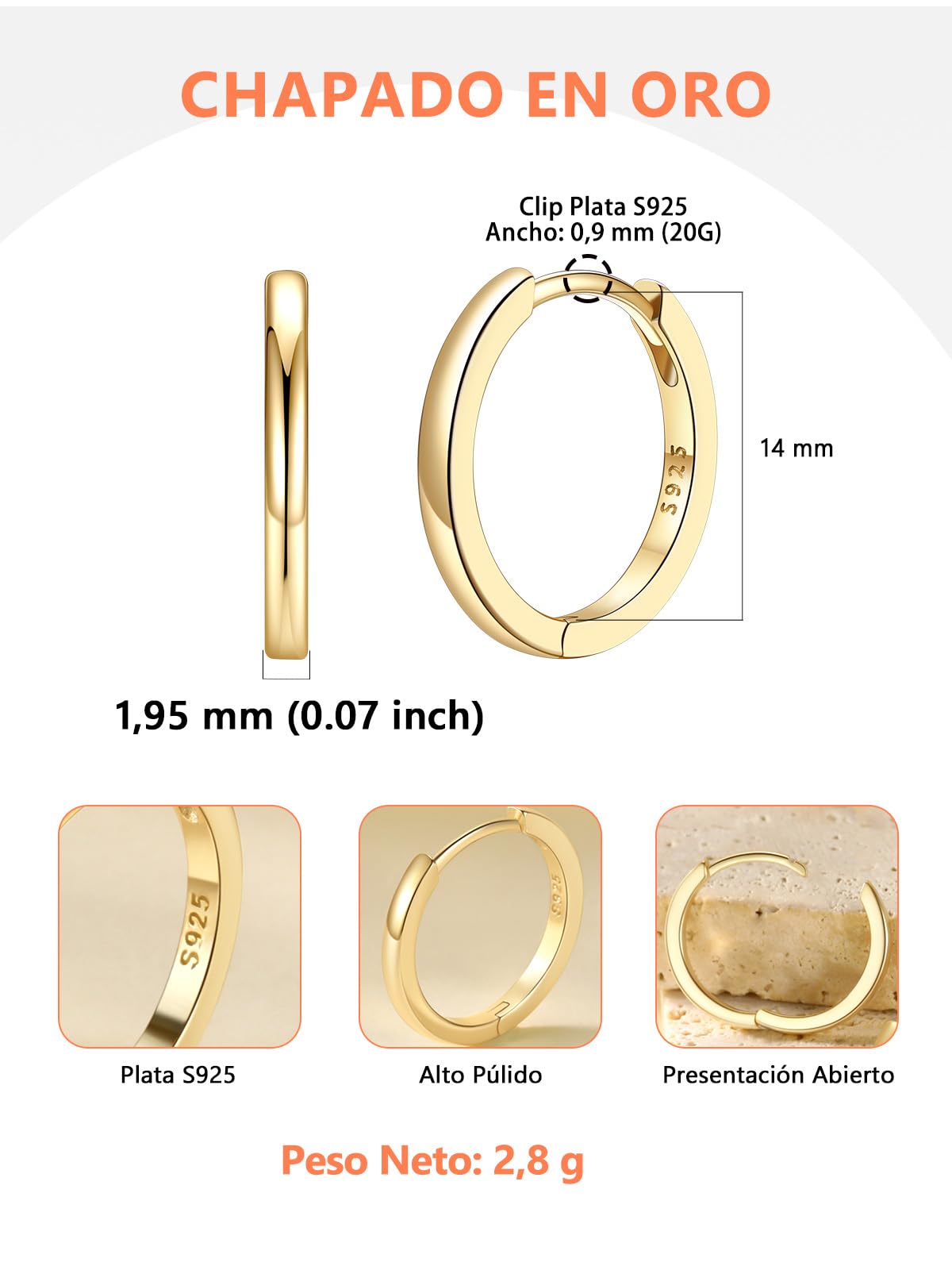 Silvora Pendientes Aros Plata 925 Mujer Huggie Hoop Earrings Finos Oreja | Material Hipoalergénico Plata de Primera Ley Aretes Planos 6/8/10/12/14/16/18/20mm Joyería Delicada Uso Apilable