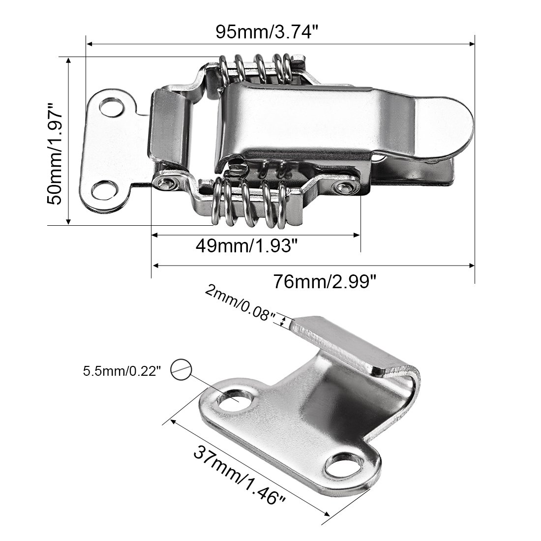 Uxcell HS-023 Stainless Steel 304 Compression Spring Draw Toggle Latch 952602 - View #9