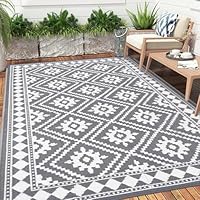 Enyhom Extra grote buitentapijten, 180 x 270 cm, waterdicht, duurzaam, opvouwbaar, gerecycled plastic, stromat, draagbaar, UV-bestendig, tuintapijt voor camper, terras, balkon, veranda, turquoise