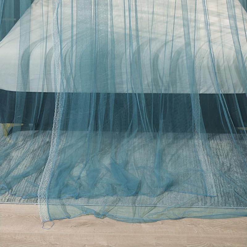 Luxury Bed Canopy Curtain for Queen Size Beds - Decorative Double-Layer Mosquito Netting and Cloth Drapes Elegant Round Dome for Adults Bedroom(Medium)