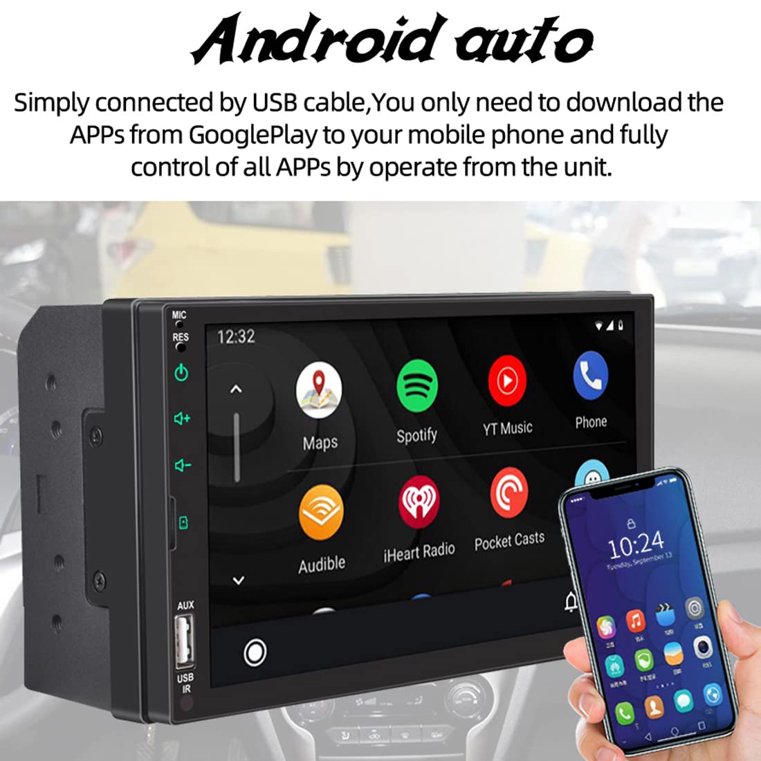 Autoradio 1 Din Apple CarPlay Wireless Android Auto Senza Fili, Hikity