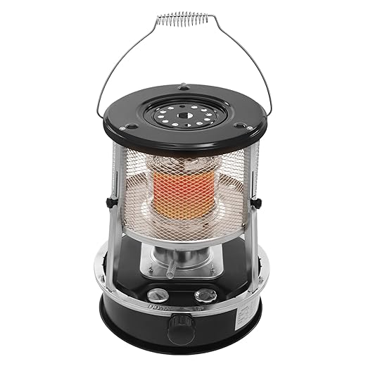 Portable Kerosene Heater, Indoor Outdoor Space Heater Portable Oil Heater Stove, 9000 BTU with 1.22 Gal Fuel Tank and Safety Mesh Guard for Camping, Garage, Hunting, Cooking, Winter Warmth (Black)
