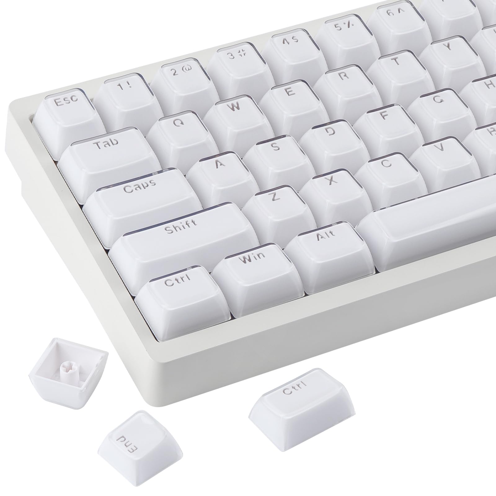 Sunzit Crystal Jelly Weiß Keycaps, MDA Profil Jade Keycaps, 130 Tasten leuchten durch Individuelle Tastenkappen – Tastatur Keycap Set für 60%, 65%, 75%, 100% Cherry MX Tastatur, mechanisch