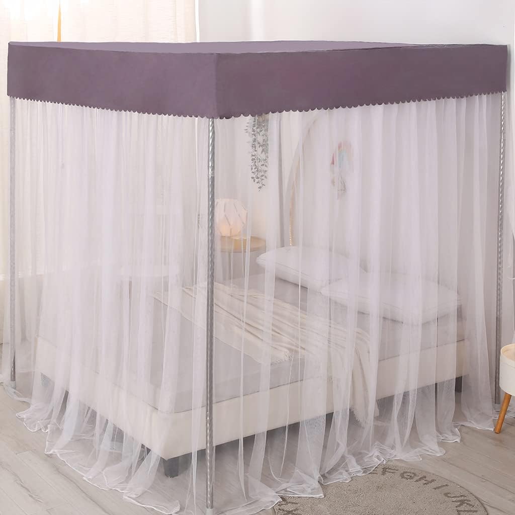 Princess 4 Corner Post Bed Canopy Cute Mosquito Net for Girls Bedroom Adult & Kids Room Curtain Net Twin/Full/Queen/King Size Bed Enhancements