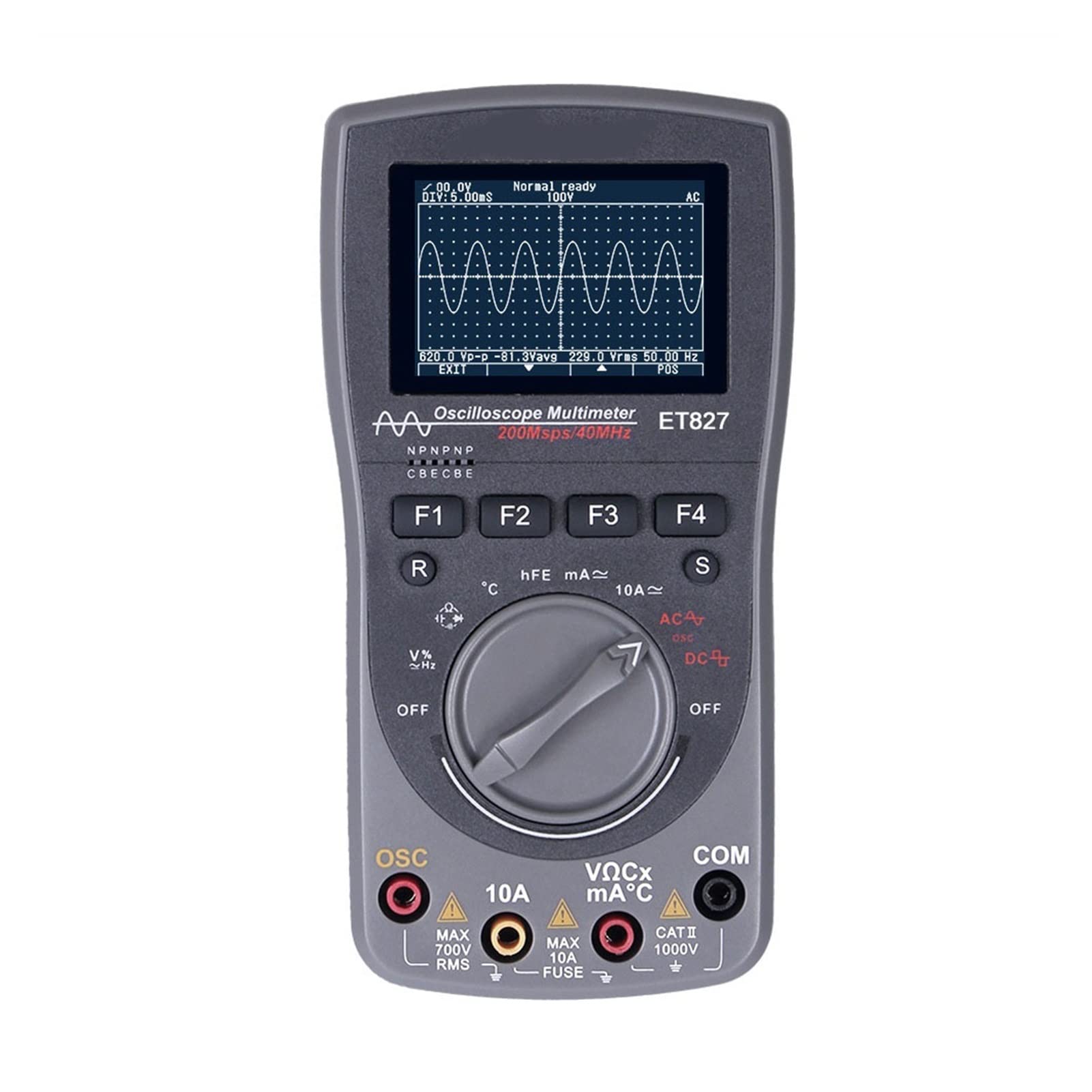 Digitaloszilloskop, Oszilloskop-Multimeter zwei-in-eins Tooltop ET827 200ms / s Abtastrate 4. 0MHz Bandbreite