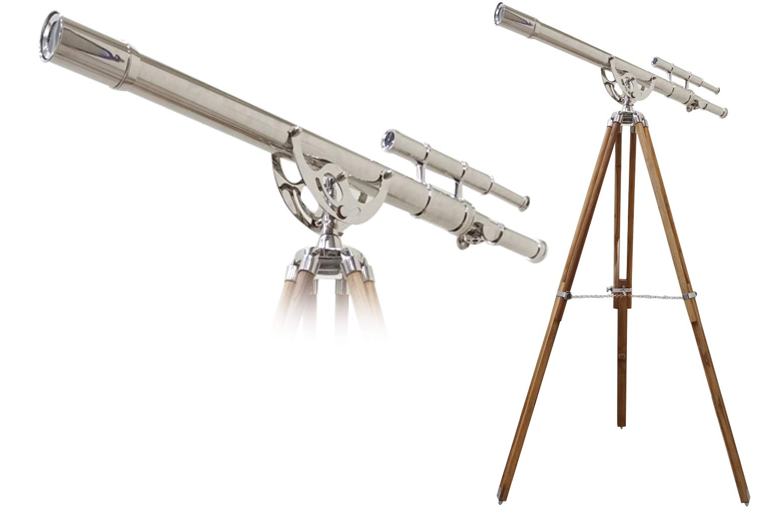 Chrome Double Barrel Brass Tripod Stand Telescope Adriana Harbor Master RESTRO Telescope Rustic Vintage Home Decor Gifts