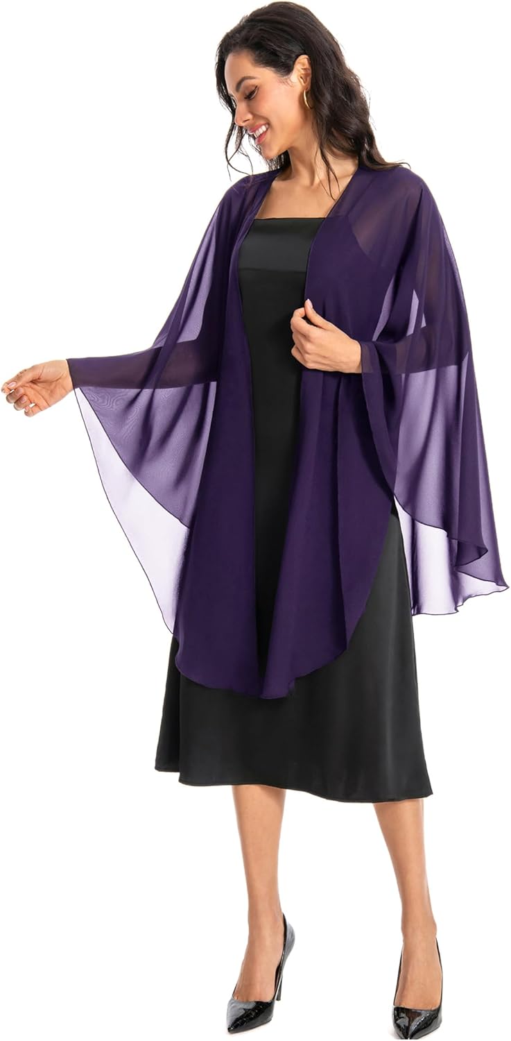 Baoqiya Chiffon Shawls and Wraps Wedding Party Shawl Scarf for Women Bridal Evening Dress on Special Occasion Dresses